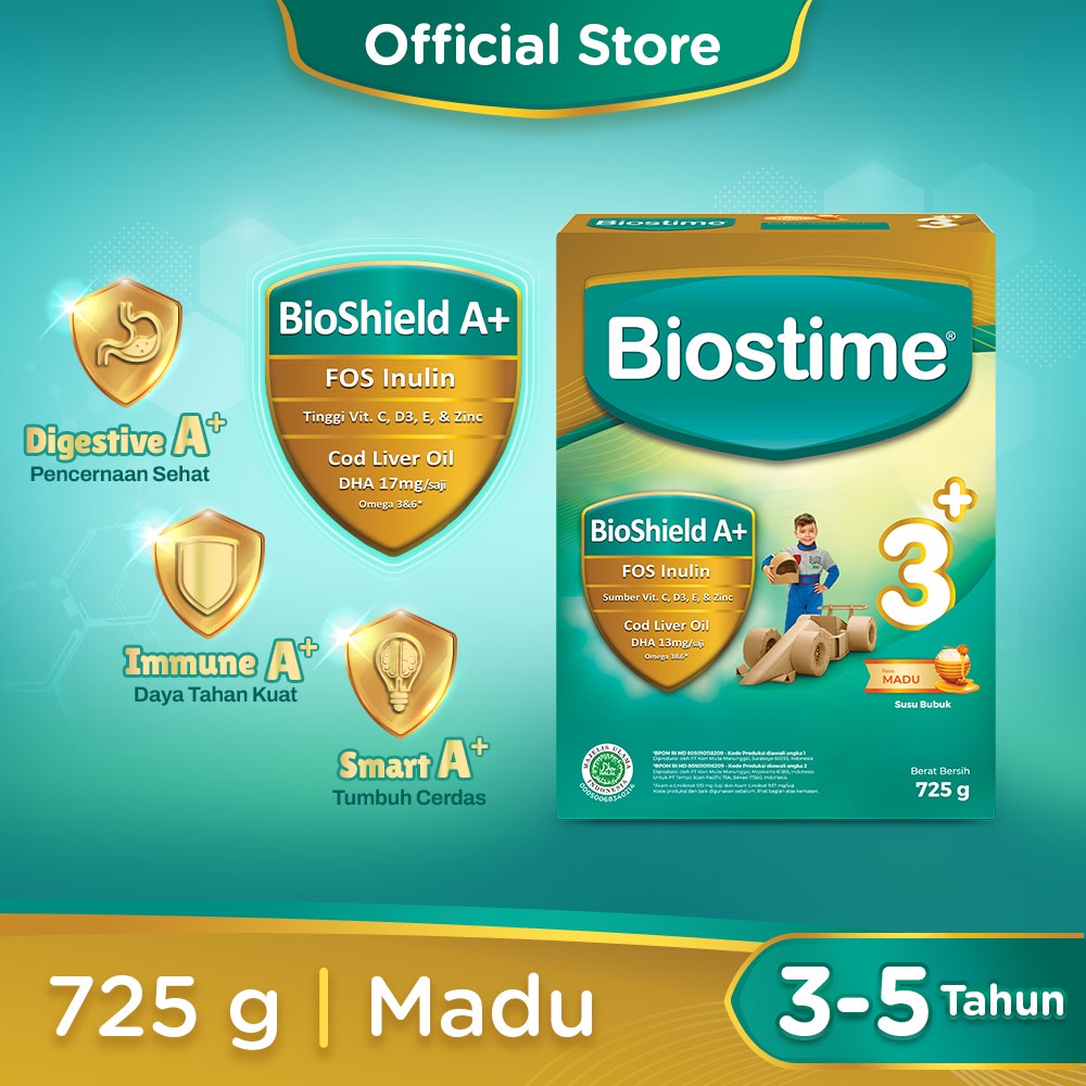 Biostime 3+ Madu 725gr Susu Pertumbuhan Anak 3-5 tahun 1 Box (Exp : 05.2024)