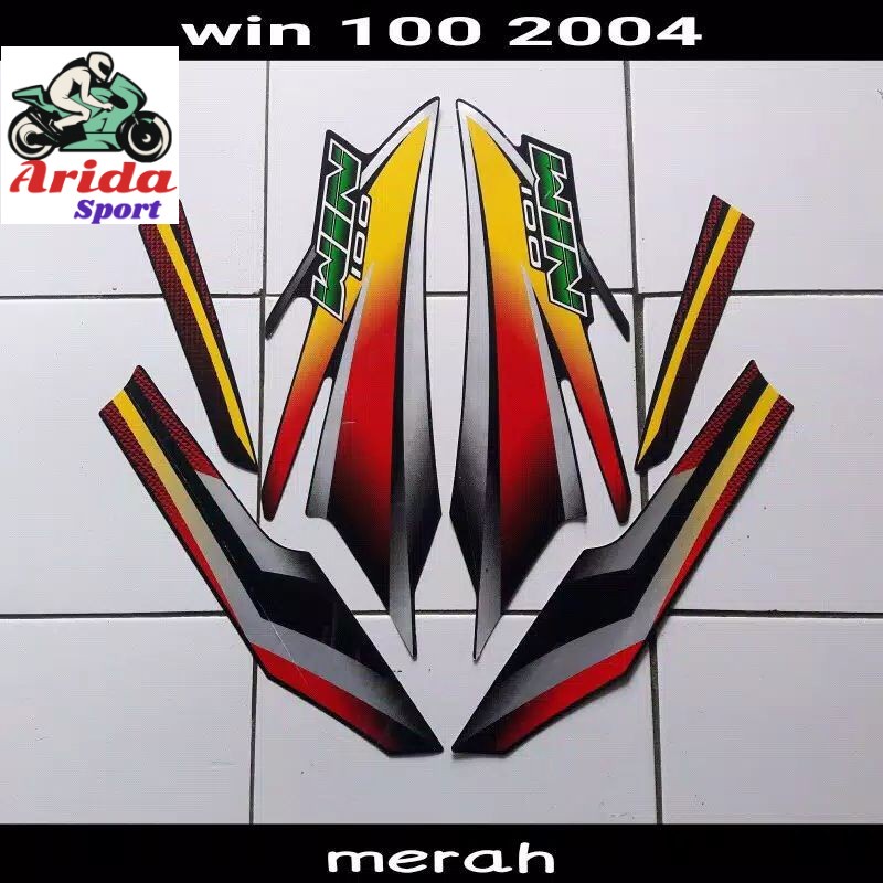 striping win 100 stiker honda win 2004 hitam merah