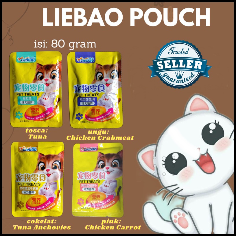 LIEBAO POUCH 80 GRAM makanan basah kucing kitten adult wet ori life sachet saset cat food