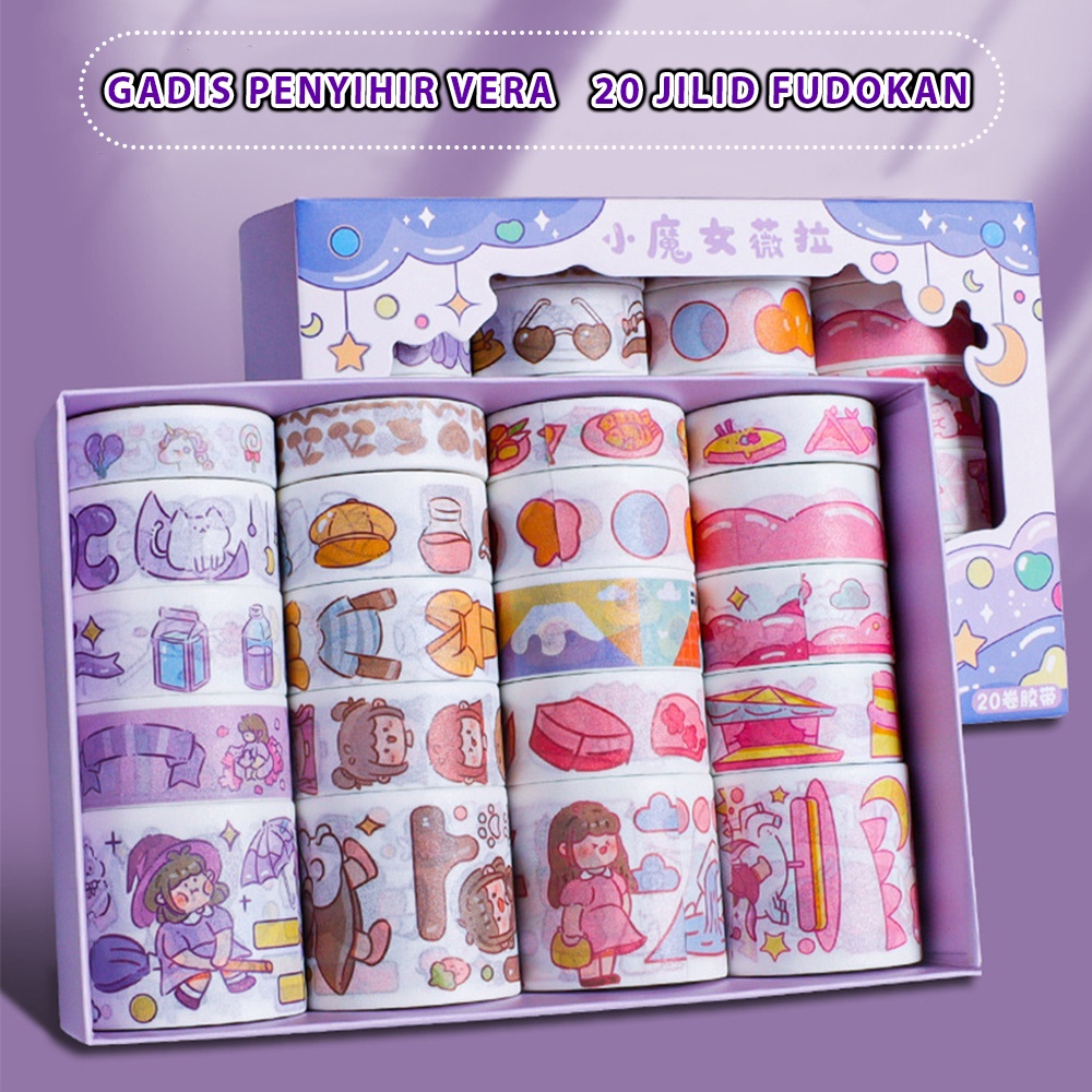 

Sticker Roll Set Motif Momojan Cartoon Colorful Unik Lucu Roll Tape Scrapbook DIY Stationary Sticker