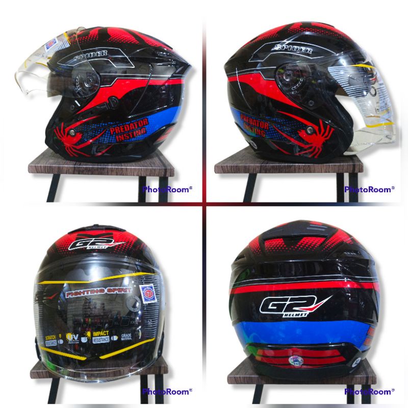 Helm G2 Optimax Dobel VISOR 2 Kaca Original Motif Predator