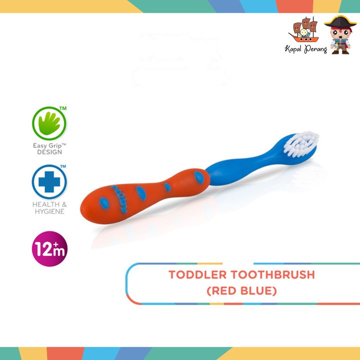 Nuby Toddler Toothbrush (Red Blue) | Sikat Gigi Anak Usia 12+ Bulan