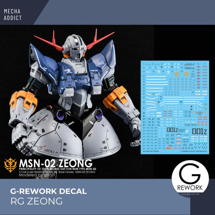 Water Slide Decal Bandai RG Zeong by G-rework - Original