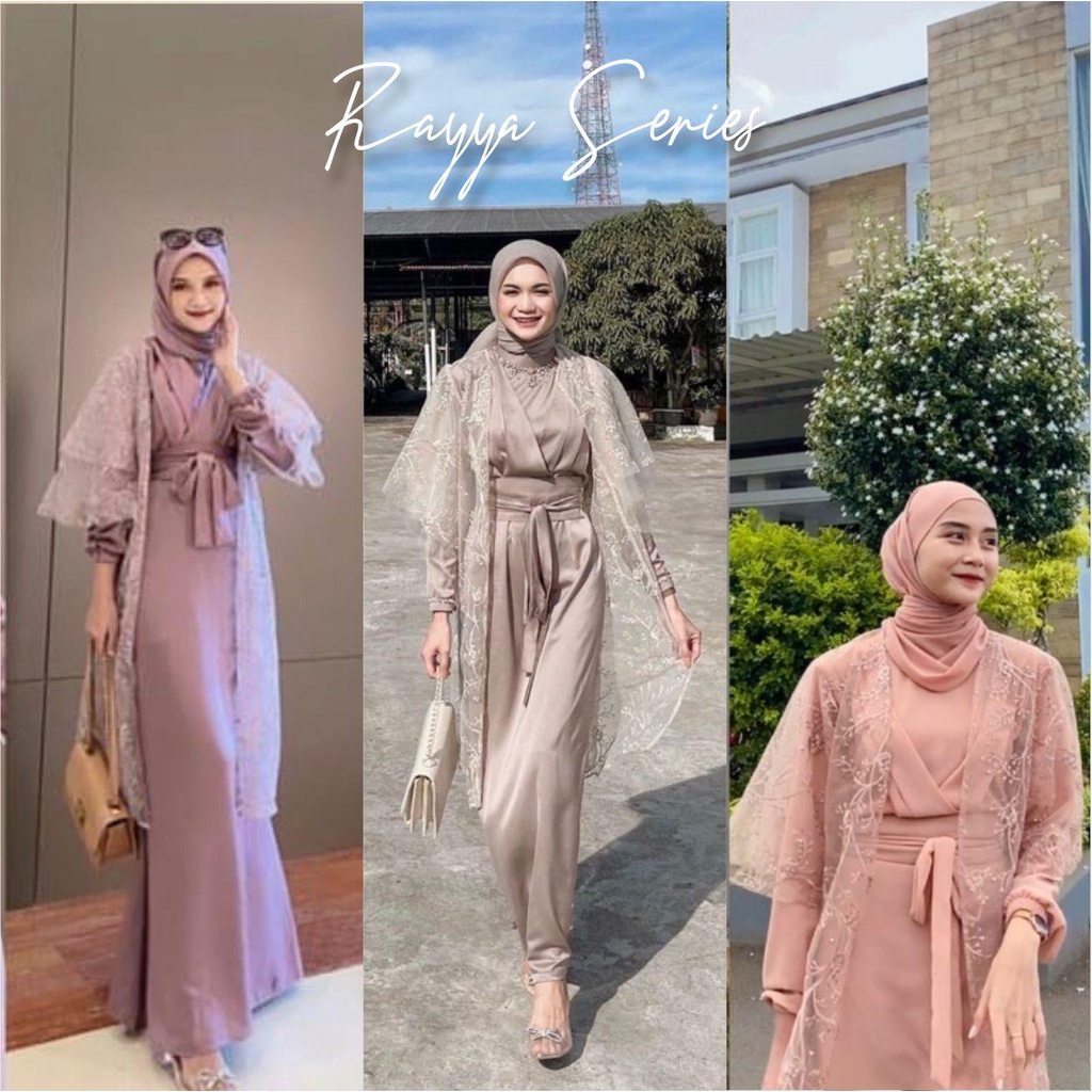 RAYYA DRESS + OUTER BRUKAT TILLE PREMIUM DRESS MUSLIM KONDANGAN GAMIS REMAJA MODERN GAMIS WANITA TER