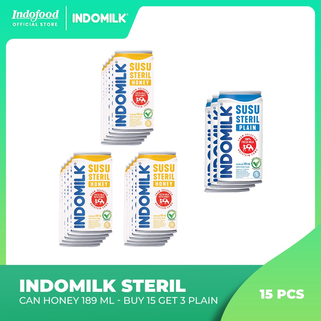 

Buy 15 pcs Indomilk Steril Can Honey 189 ml Get 3 pcs Indomilk Steril Can Plain 189 ml