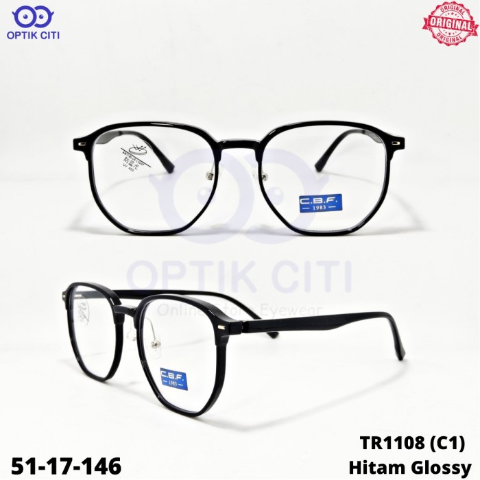 Frame Kacamata Pria Wanita Bulat CBF 1108 Original Ringan Lentur
