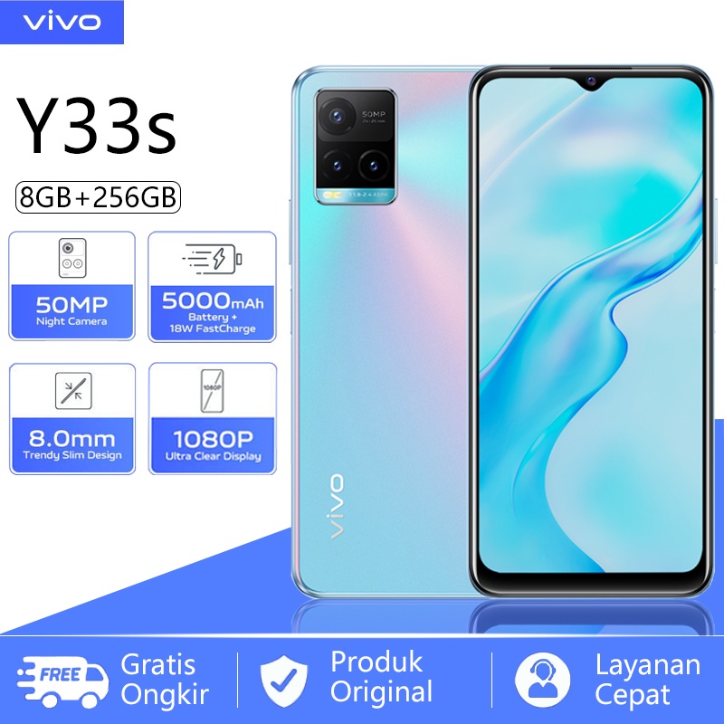 VIVO Y33s 8GB/256GB 6.58 inci Smartphone 50MP Night Camera 5000mAh Battery Ponsel Pintar hp murah or