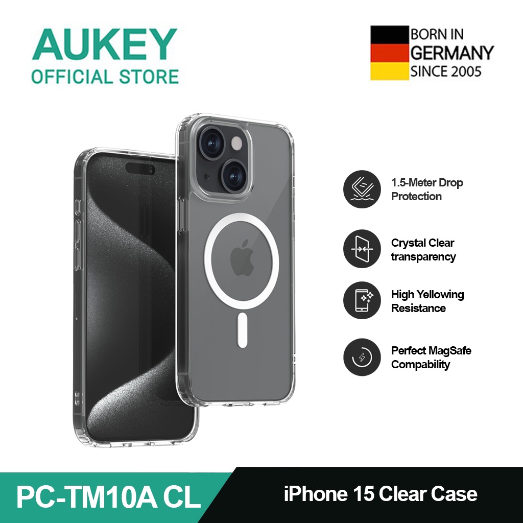 AUKEY iPhone 15 Premium Clear Case PC-TM10-CL with MagSafe Casing Hp