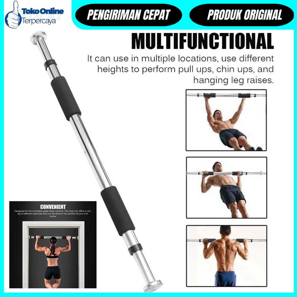 COD Zerone Tiang Latihan Pull Up Pintu Solid Grip Bar Trainer 82-130cm - RN0566