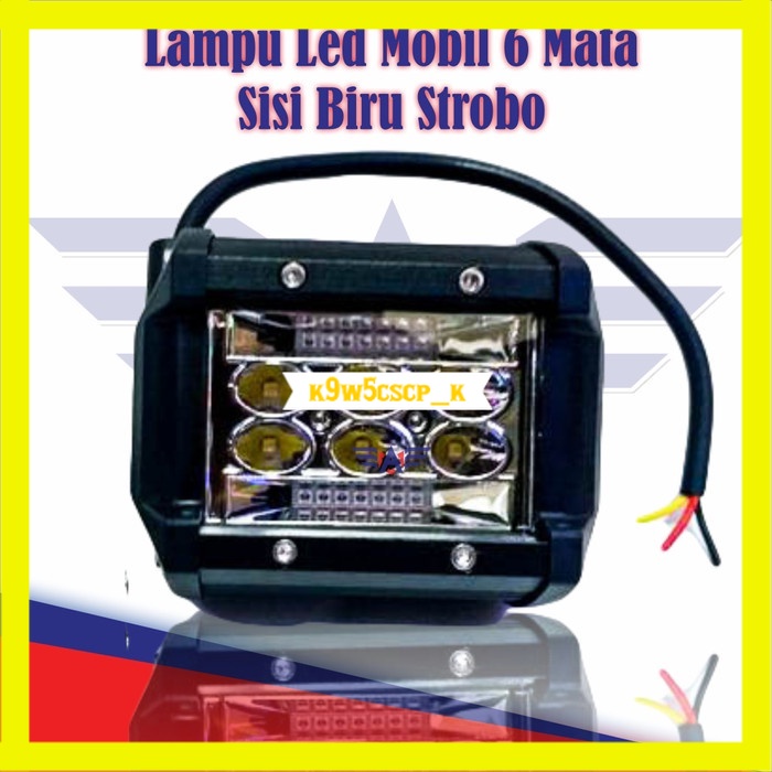 Lampu Led Mobil 6 Mata Sisi Biru Strobo