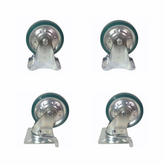 Roda Troli 4 Inch PU Merk HITO 1 Set (2 Mati 2 Rem Hidup)