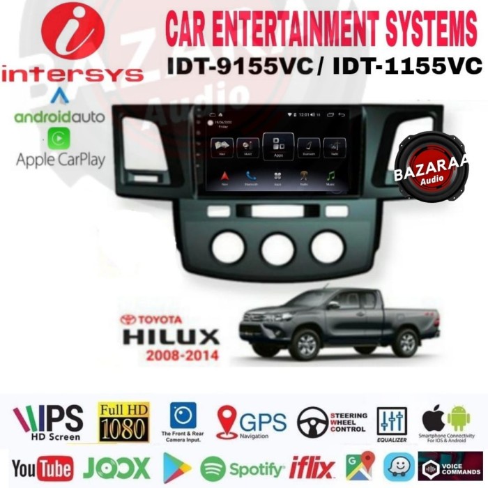 Head Unit Android INTERSYS 9 Inch HILUX 2008 - 2014 + Socket PNP