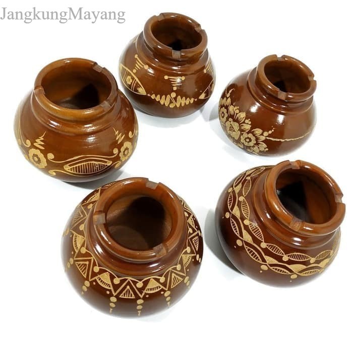

Asbak Rokok Kayu Jati Ukir Cukit Model Gentong Klasik Antik Unik murah