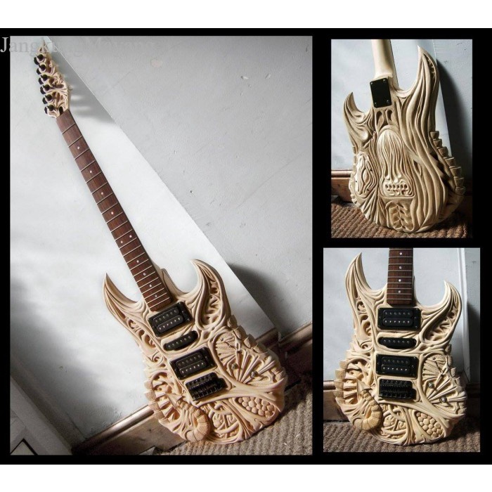 

body gitar ukir custom mahoni super bhn MENTAHAN TNP KLENGKAPAN fnx026 termurah