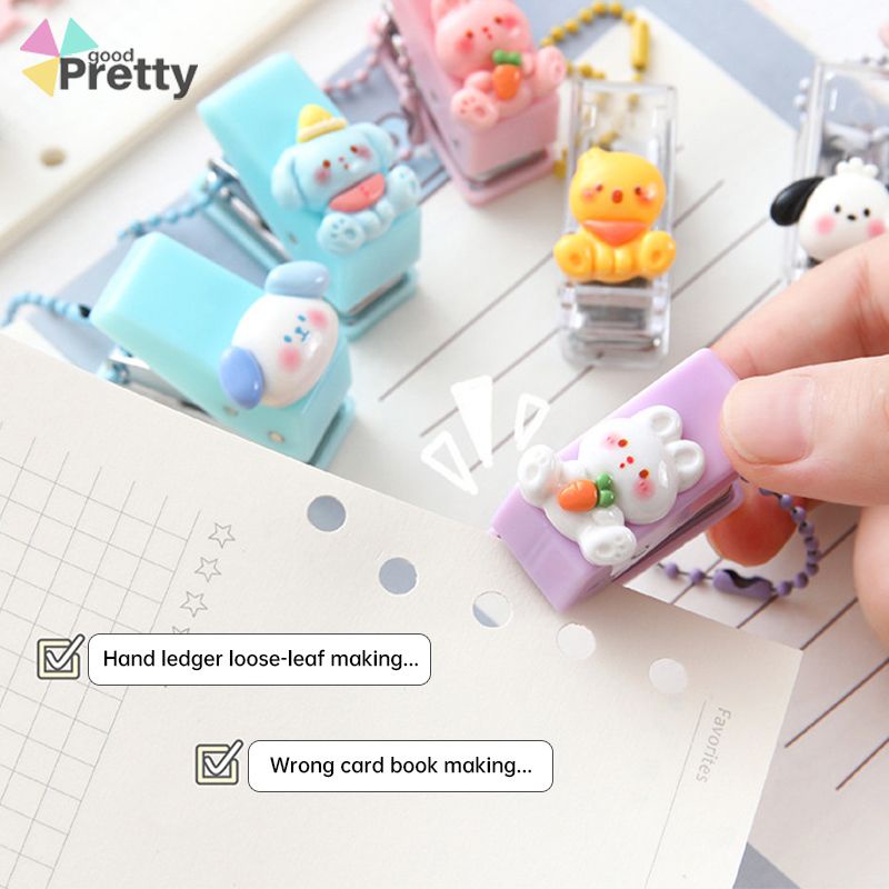 

Kartun Mini Portable Single Hole Puncher Round Hole Puncher Student Loose Leaf Notebook Binder PD