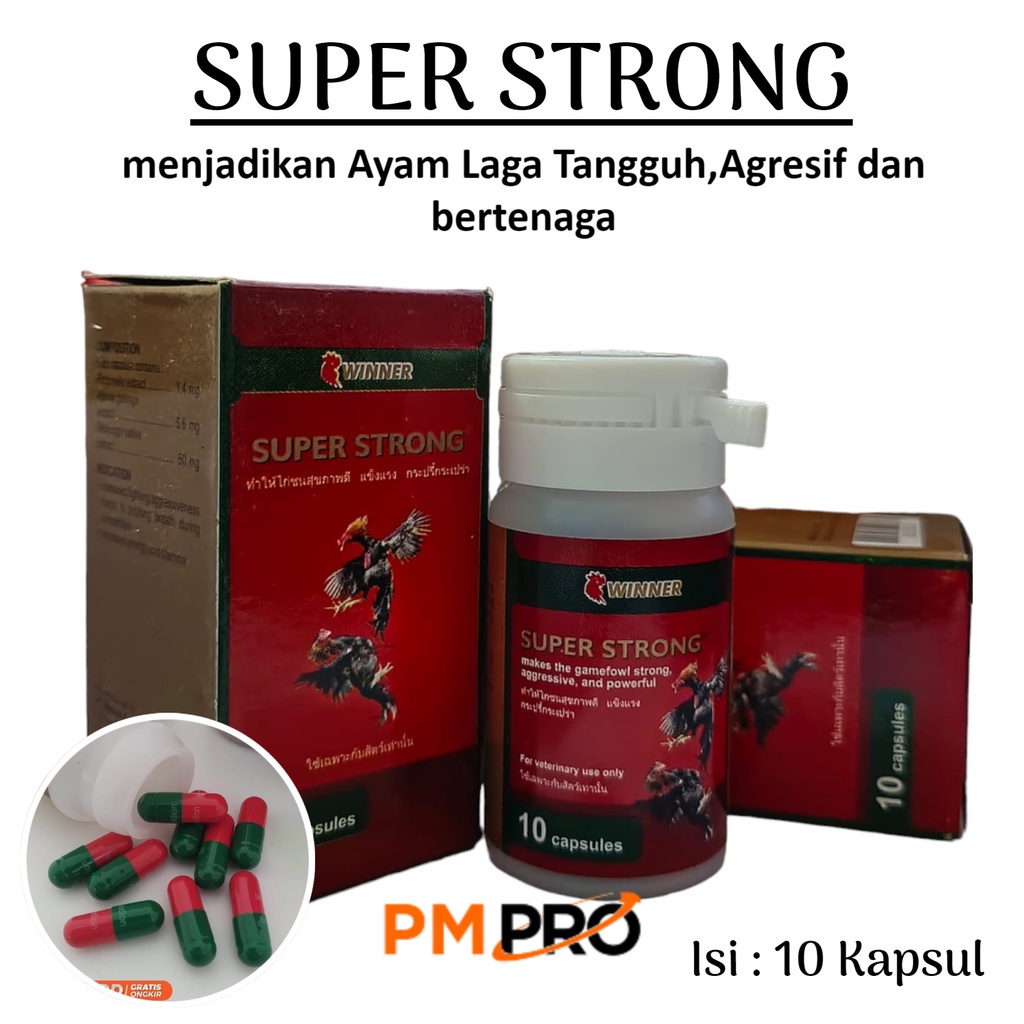 Winner Super Strong 1 Botol Isi 10 Kapsul Vitamin Obat Suplemen Penambah Tenaga Pada Ayam Bangkok La