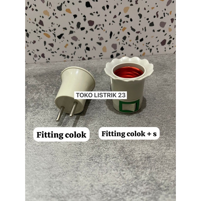 fitting colok / fitting colok jumbo + switch (warna random) / fitting lampu tidur