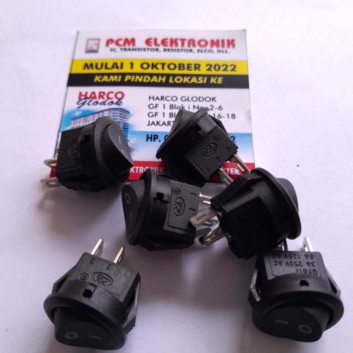 SAKLAR SWITCH ON OFF BULAT KECIL 2 PIN 2 KAKI -BBS12