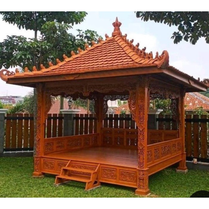 Termurah gazebo kayu jati ukir 3x3 / saung / gazebo jati / gazebo minimalis
