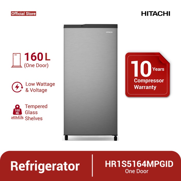 KULKAS 1 PINTU HITACHI HR1S5164MPGID (161L LOW WATT) GARANSI RESMI