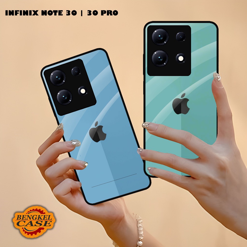 CUSTOM CASE GLOSSY Infinix HOT 11 - HOT 11 PLAY  | NOTE 30 PRO | MOTIF LOGO IPHONE APPLE (BS24)