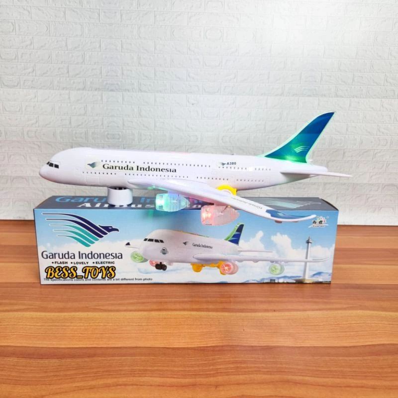YZ Mainan Pesawat Garuda Indonesia Lion Air Batik Air 380 lampu jalan dan musik
