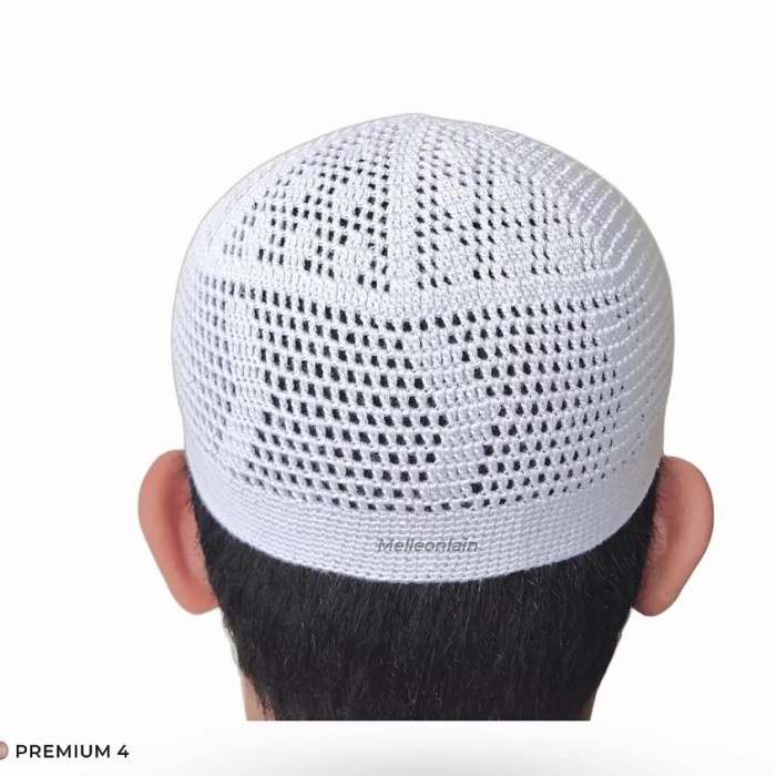 peci kopiah rajut yaman Madinah handmode - Putih