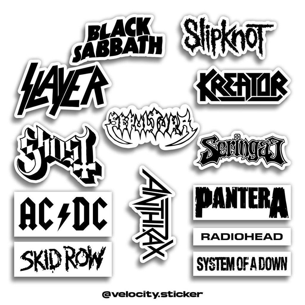 

STICKER PACK BAND METAL 1 - STIKER AESTHETIC LAPTOP, AKSESORIS HP, ANTI AIR, MOTIF,HELM,TUMBLER
