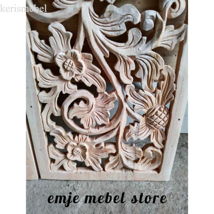 Flash Saleee Hiasan Dinding Ukir Kayu Mahoni Ukiran Tempel Gebyok murah
