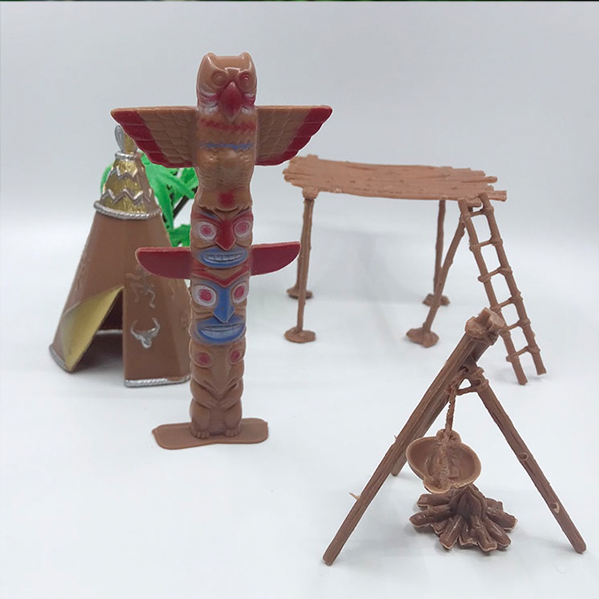 FIGURE ORANG SUKU INDIAN HUTAN PEDALAMAN - DIORAMA MAKET MINIATUR B INDIANA