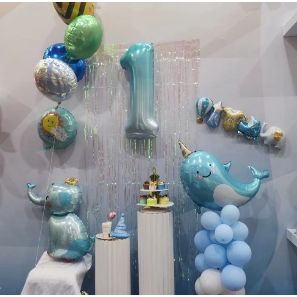 Balon Foil Baby Shower / Hot Air Balloon / Balon Udara / Gajah  / Narwhal / Kupu kupu jumbo