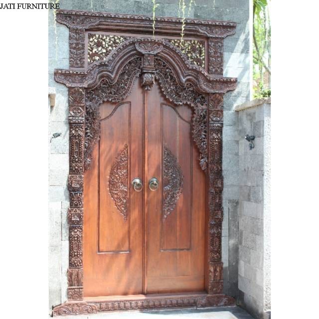 Termurah Dijual pintu gebyok gapura ukir bahan kayu jati asli jepara Diskon