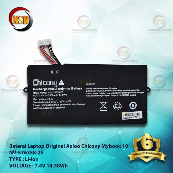 Baterai Laptop Original Chicony for Mybook 10 7.4V 14.38Wh NEW