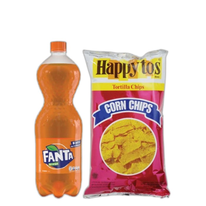 

Paket FANTA Minuman Soda Orange 1500 ml & happy tos Tortilla Chips Mer