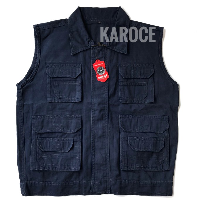 ✨BISA COD✨ -ROMPI KRAH KAMVAS OVERSEE PRIA ROMPI LAPANGAN - BIRU DONGKER Rompi Unik Vest Kekinian Te