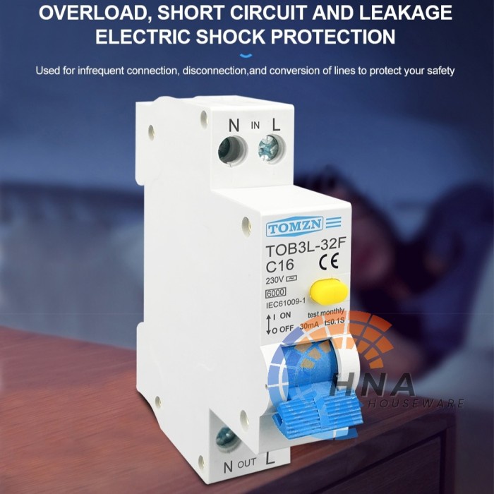 RCBO MCB RCCB ELCB AC TOMZN 6A - 32A Lightning Protection Residual