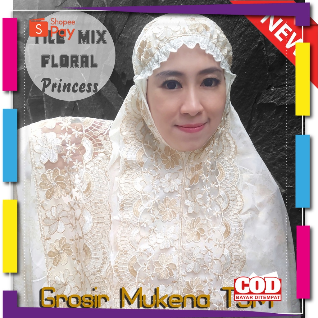 RAMADHAN SALE // Mukena Prada Katun Renda Tile Floral Princes