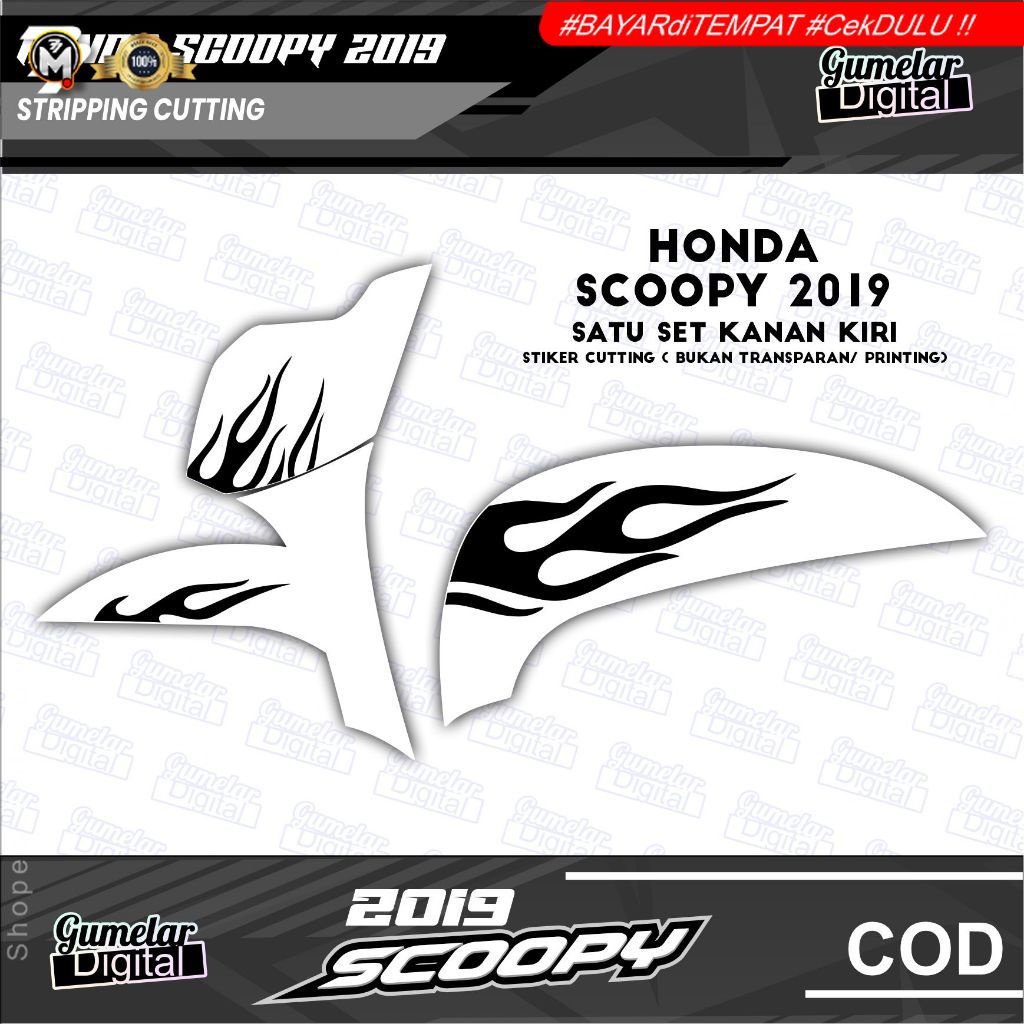 CUTTING STIKER STRIPING HONDA SCOOPY 2019 DESIGN API HOT WHEELS