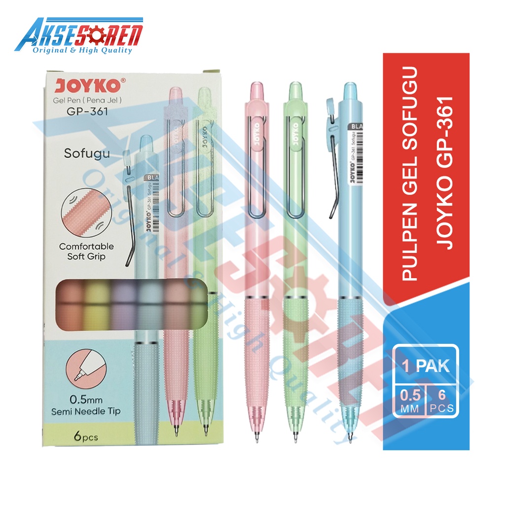 

Aksesoren Pulpen Gel Joyko Sofugu [GP-361/1 Pack/6 Pcs] / Ballpoint Bolpen Pena Pen Polpen Tinta Jel / Alat Tulis Sekolah