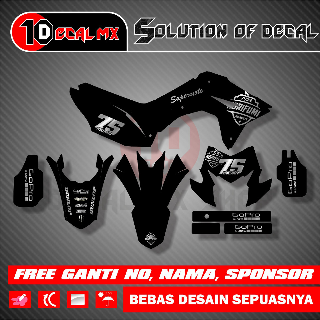 Decal Crf 150L Hitam Silver Full Body