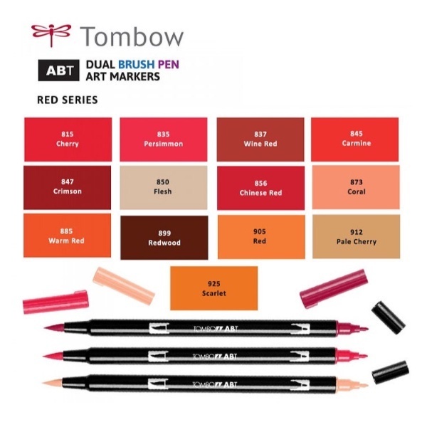 

Tombow ABT Dual Brush Pen RED SERIES Lettering Kaligrafi Brushpen Myarts