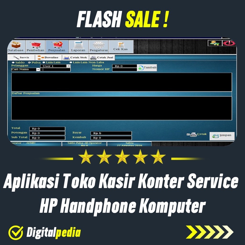 Aplikasi Toko Kasir Konter Service HP Handphone Komputer PC Lifetime Premium PRO Plus