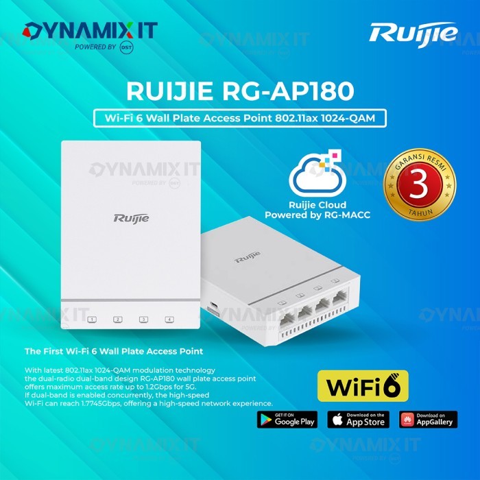 Ruijie Reyee RG-AP180 Wi-Fi 6 Dual Radio 1.775 Gbps Indoor Wall Plate Wireless AP