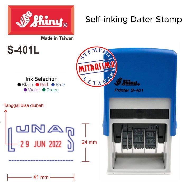 

Stempel Shiny S-401 L Lunas dengan tanggal S401 Tipe S 401 - Standar