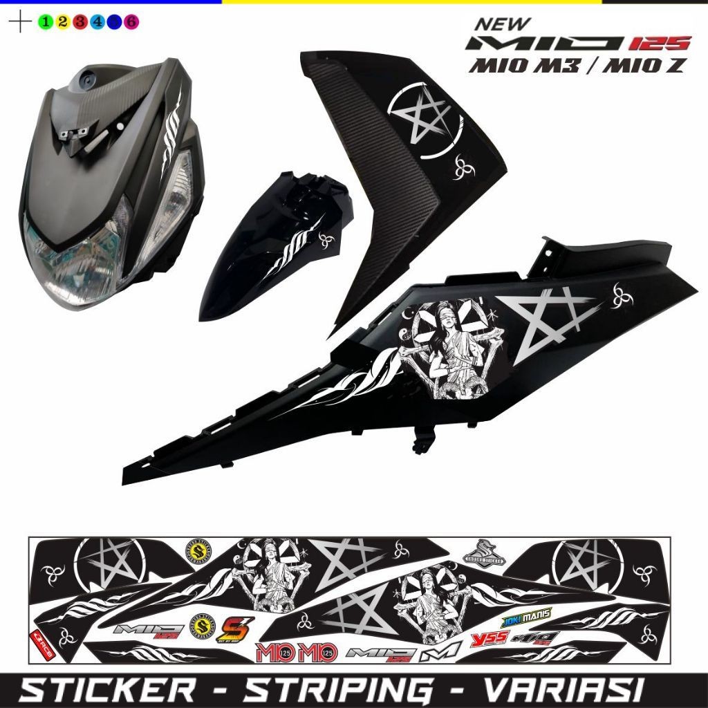 STRIPING MIO M3 HITAM VARIASI MIO Z HITAM MOTIF SIMPLE BINTANG STRIPING KEREN