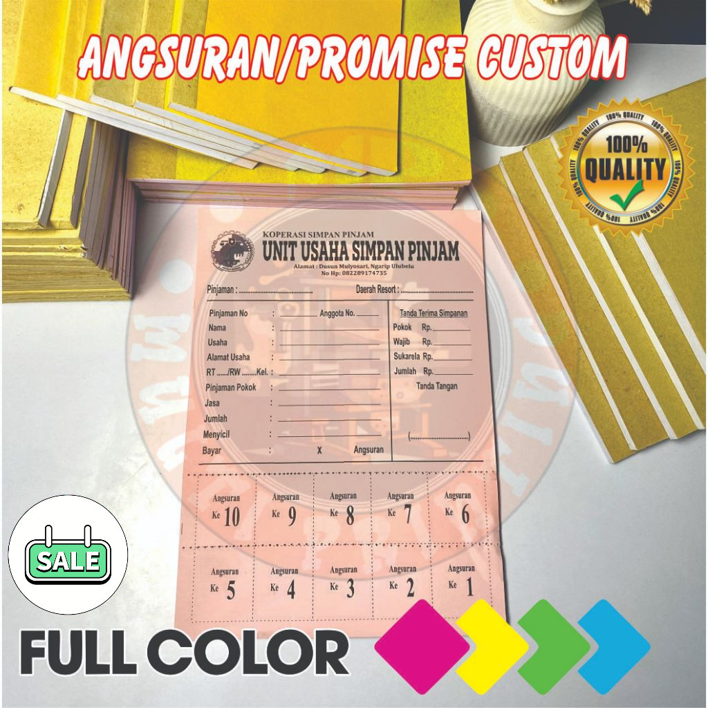 

angsuran/promise custom gratis dsain full color multi printing