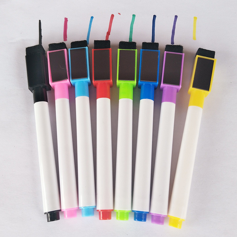 

8pcs\set Erasable Colorful Black Whiteboard Pen Marker Magnetism and Brush Office School Stationery Supplies