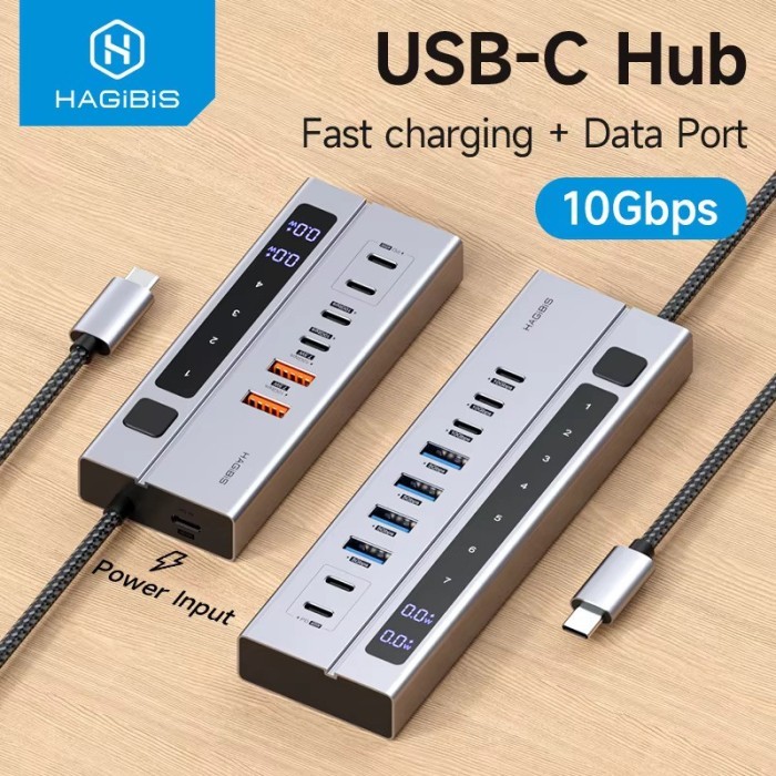 Hagibis BH206C/BH206D USB C HUB Type-C Docking Station Individual On/Off Switches With LED Display 1