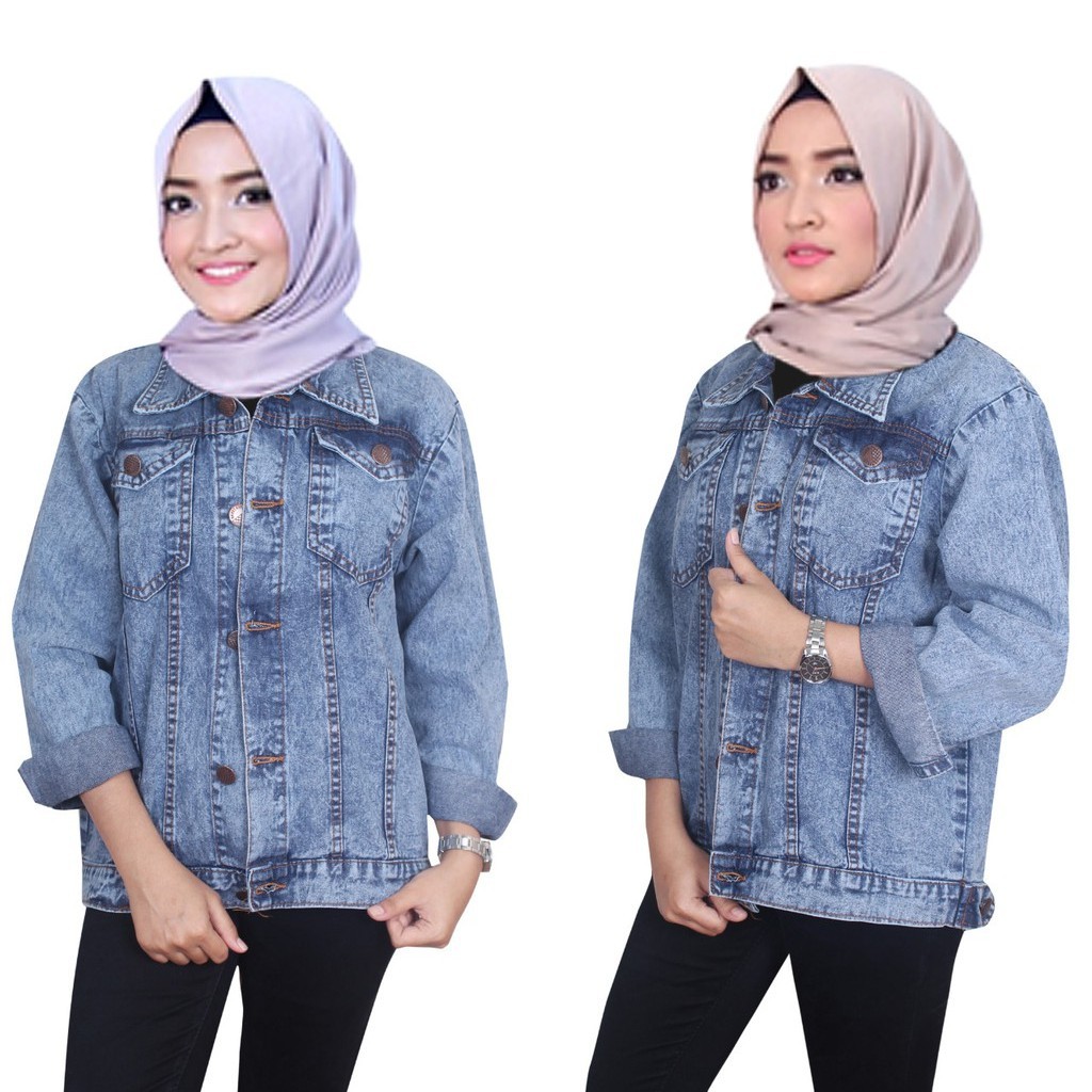Oversize Jeans Jacket / Jaket Jeans Denim Wanita Model Besar / Jaket Biowash / Jaket Jins Wanita