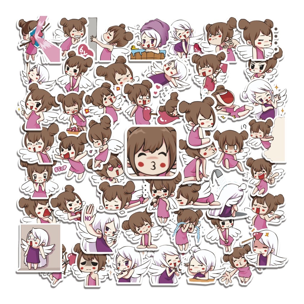 

COD 50 Pcs Stiker Lovely Cupid (Cupid Lucu) Anti Air Untuk Dekorasi Notebook Sepeda Skateboard Handphone